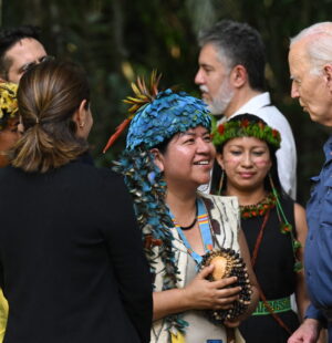 US President Joe Biden tours the Museu da Amazonia as he visits the Amazon Rainforest in Manaus, Brazil, on November 17, 2024, before heading to Rio de Janeiro for the G20 Summit. (Photo by )